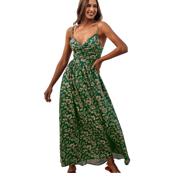 Cupshe Dresses & Skirts - Cupshe | Women’s Floral Paisley Green Pink Maxi Dress Large NWT Summer Vacation